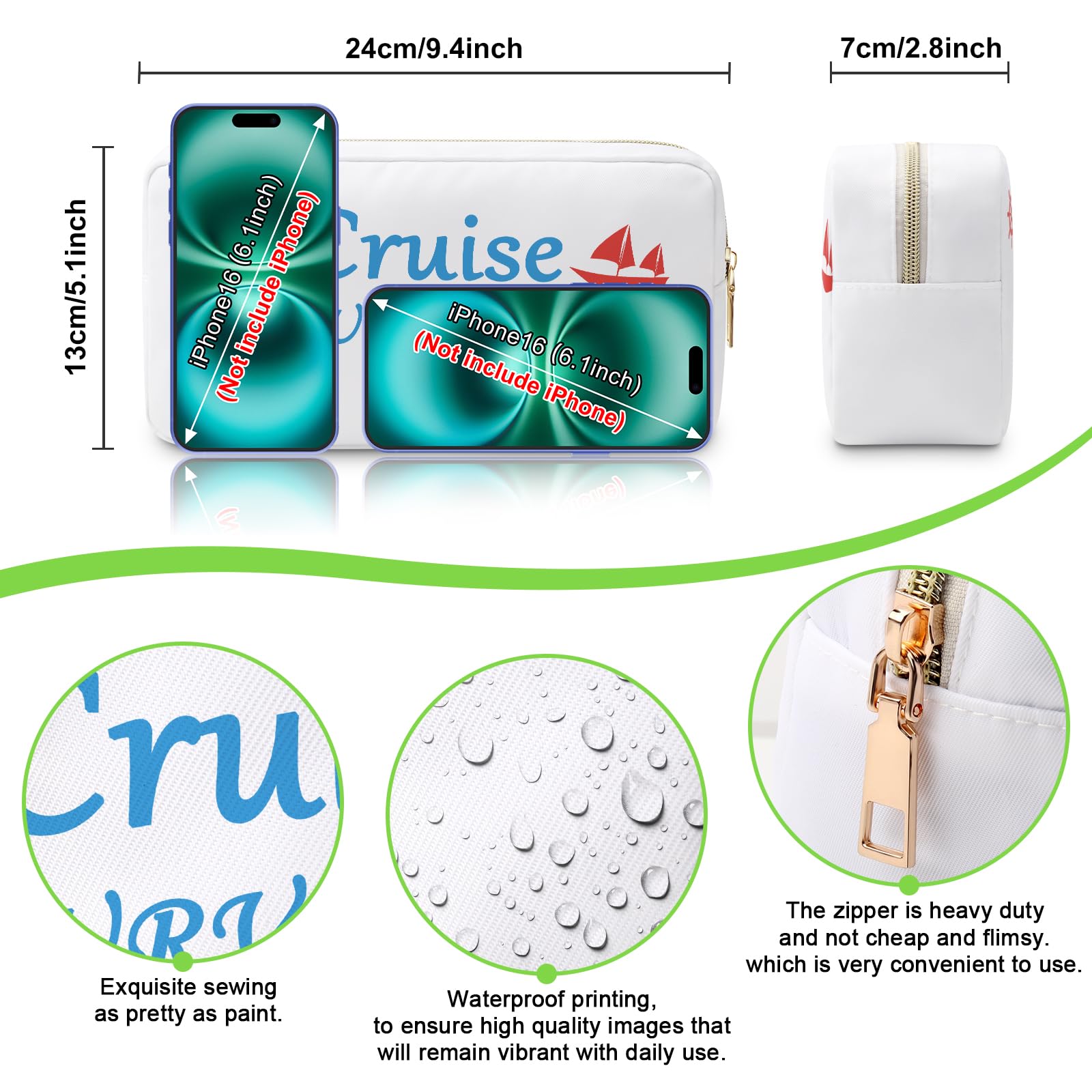 Cruise Gift Makeup Bag Girls Getaway Gifts Cruise Vacation Gift Travel Gifts Cruising Gift Trip Gift for Best Friends Bestie Sister Beach Lover Gift Cruise Themed Gift Cruise Cabin Gift Cosmetic Pouch - Image 2