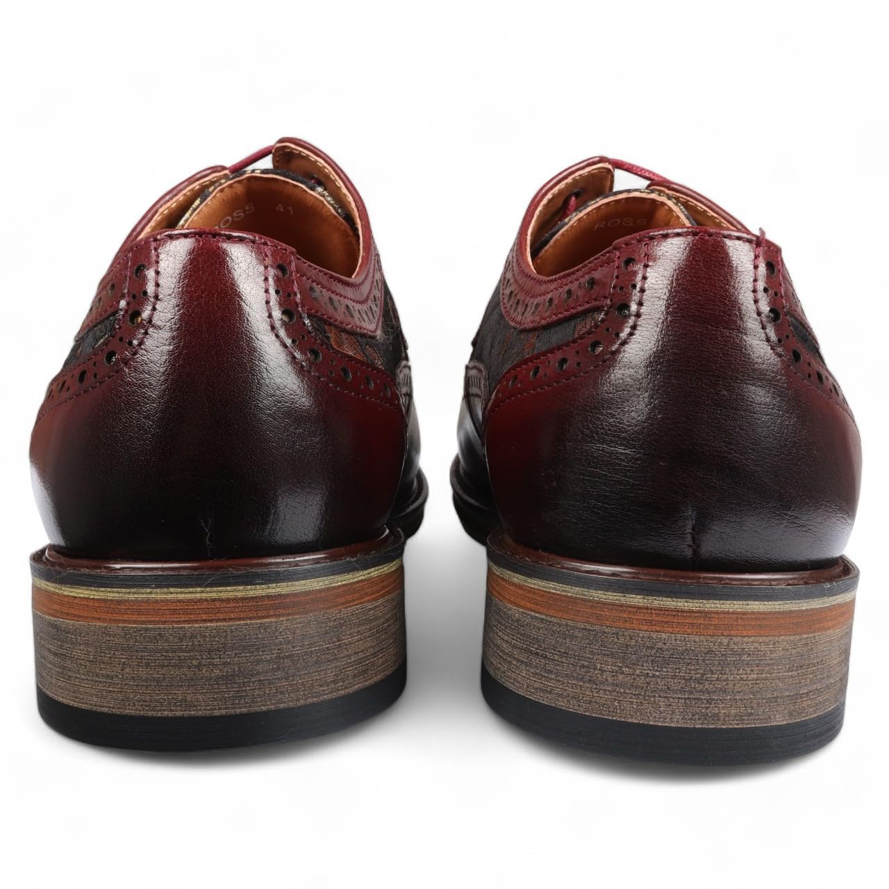 Scarpe Eleganti Brogue in Pelle con Stampa Floreale da Uomo - Ross