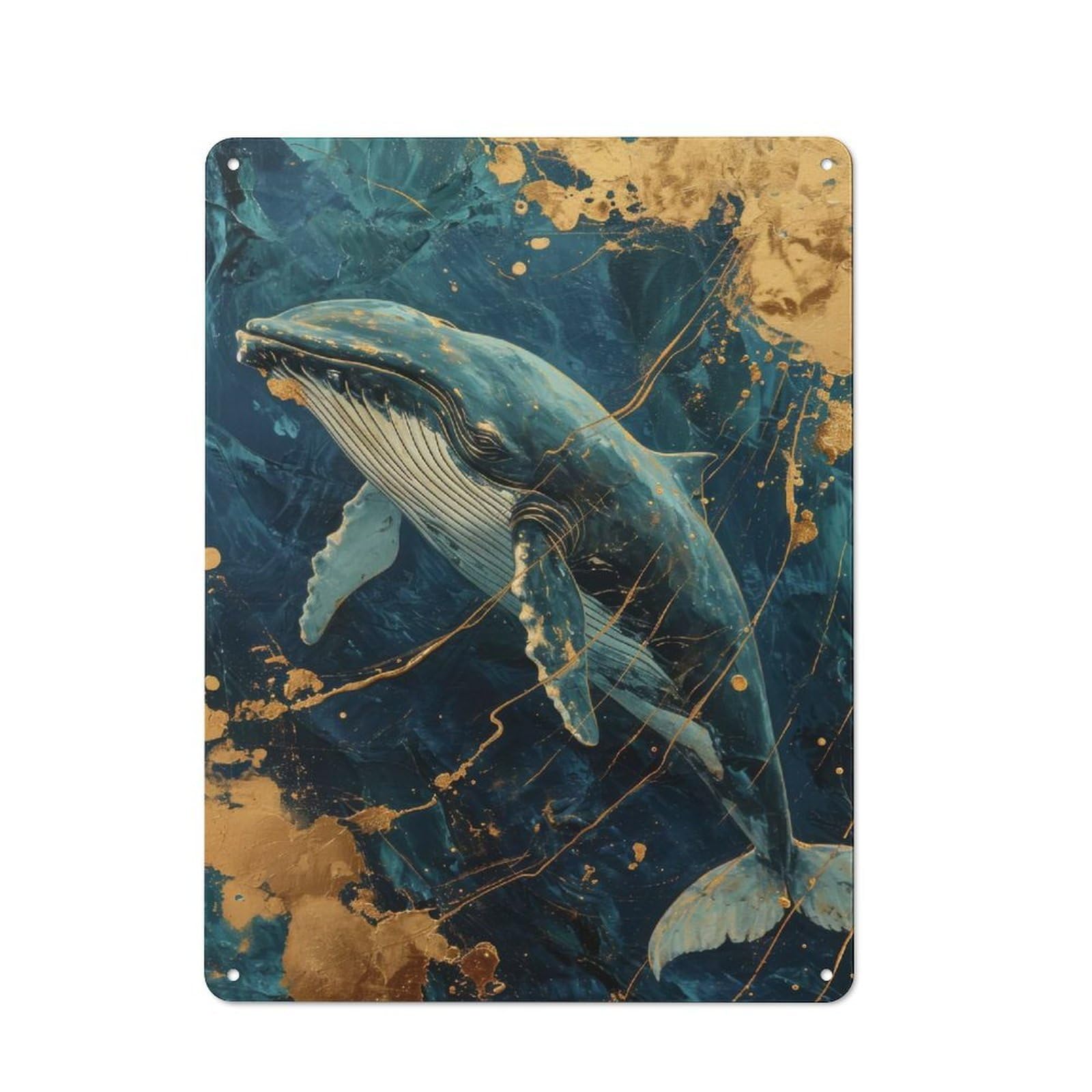 Junmoney Whale For Café Or Restaurant, Rustic Metal Plaque 40X30cm, For Hospitality Interior Collectors Refreshing A Room In Autumn