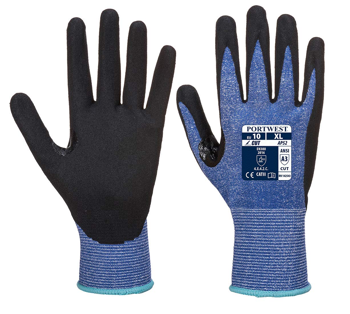 Portwest Schutzhandschuhe Dexti Cut Ultra Blau/Schwarz Größe 9