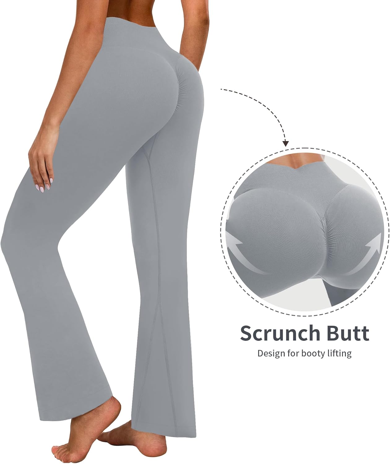 FireSwan Flare Leggings for Women Scrunch Butt Seamless Yoga Pants Tummy Control High Waisted Bootcut Workout Leggings - Image 4
