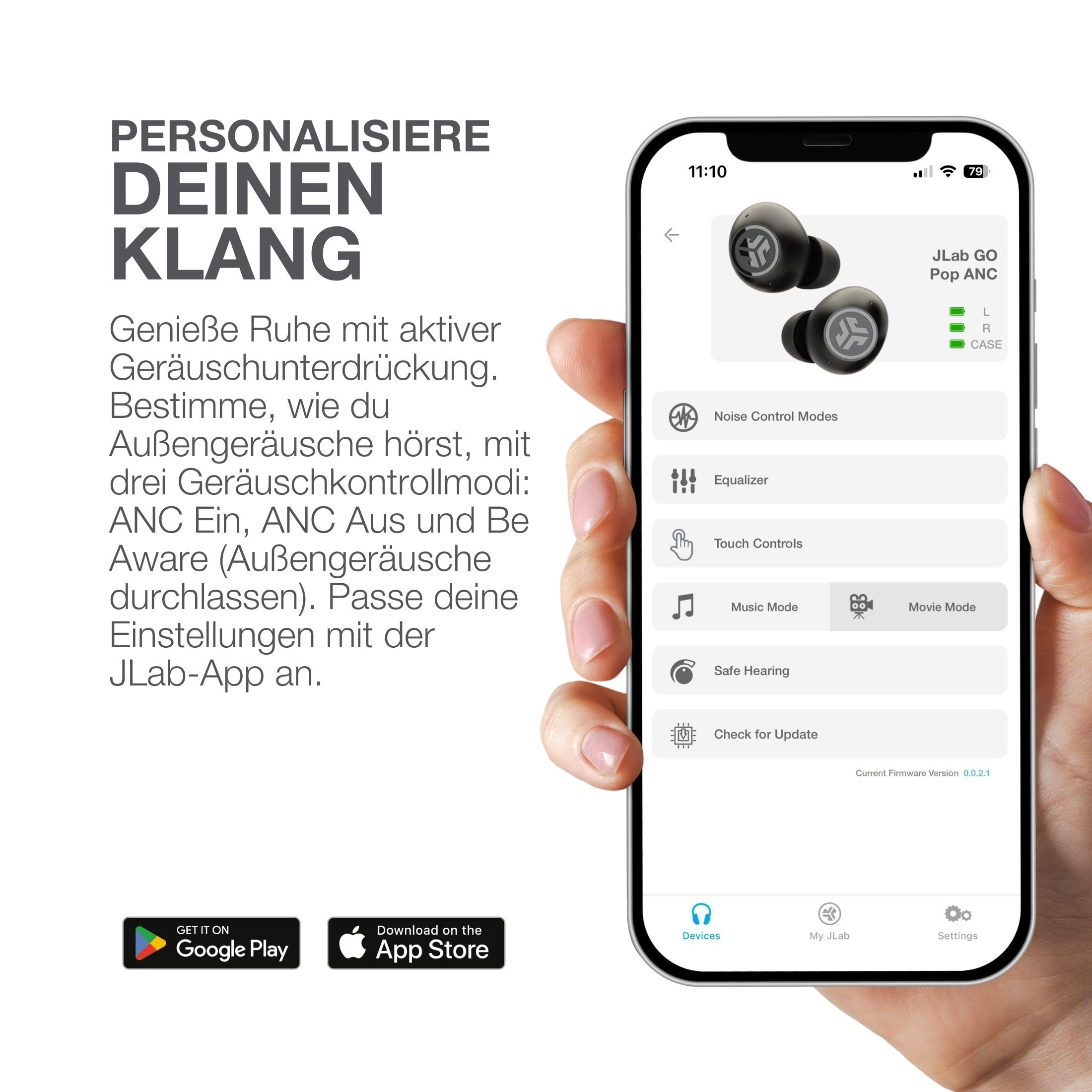 JLab Go Pop ANC In Ear Kopfhörer - Bluetooth, Fuchsia