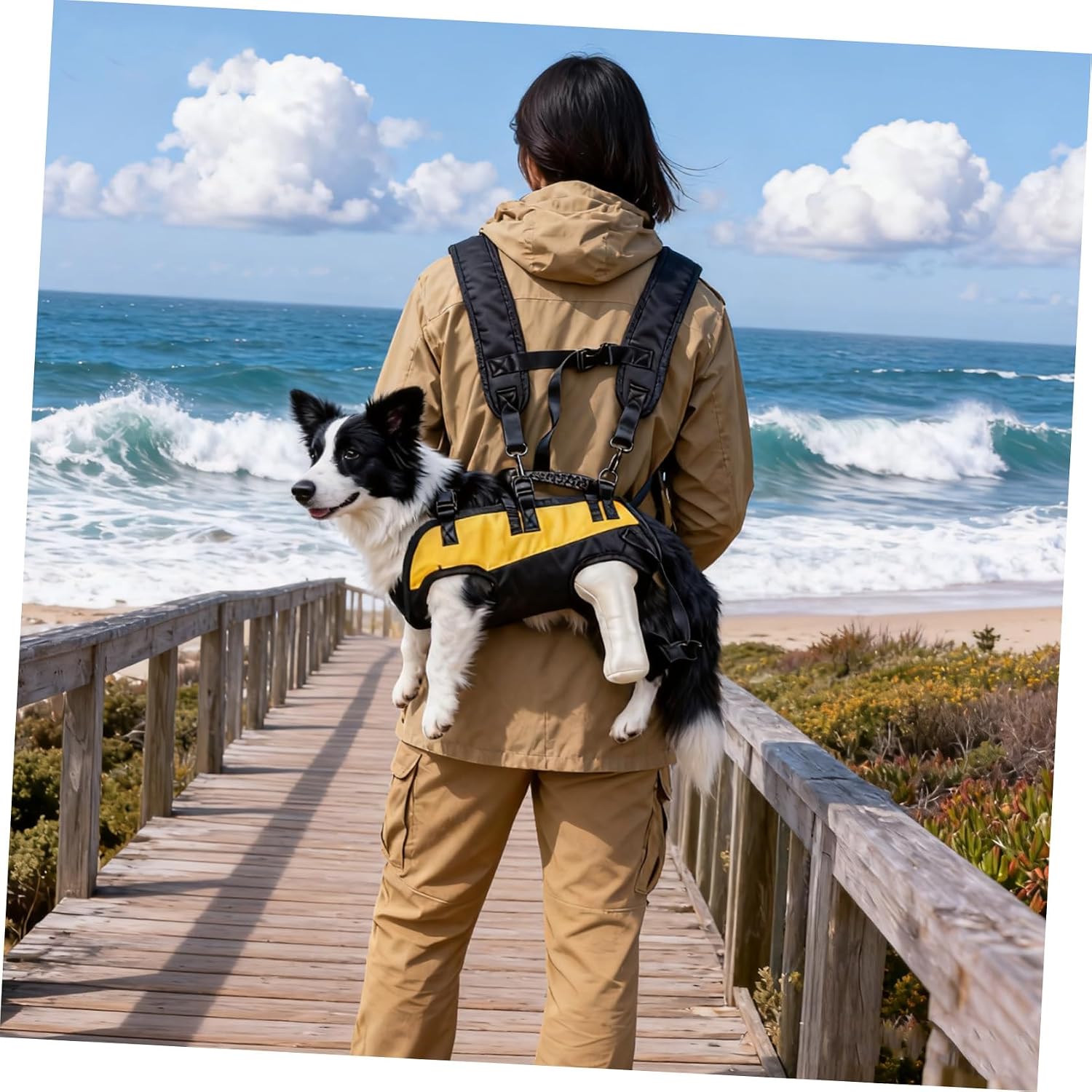 BESTonZON Backpack with Oxford Mesh Breathable and Adjustable Cloth, Leash Portable Carrier Double-Shoulder Strap Design for Comfortable Pet Outdoor Small Dogs Dog Hiking and Biking