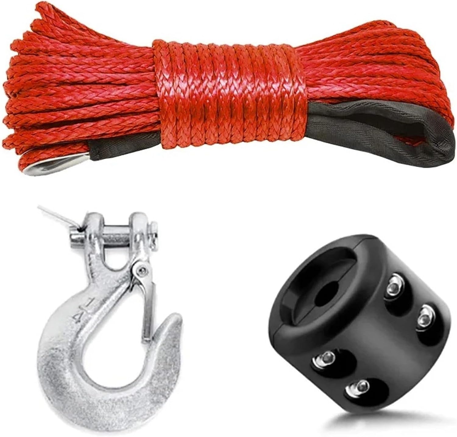 7700LBs Winch Line Cable Rope Winches Towing Hook Stopper Rubber Accessories Compatible with ATV SUV UTV Truck Offroad