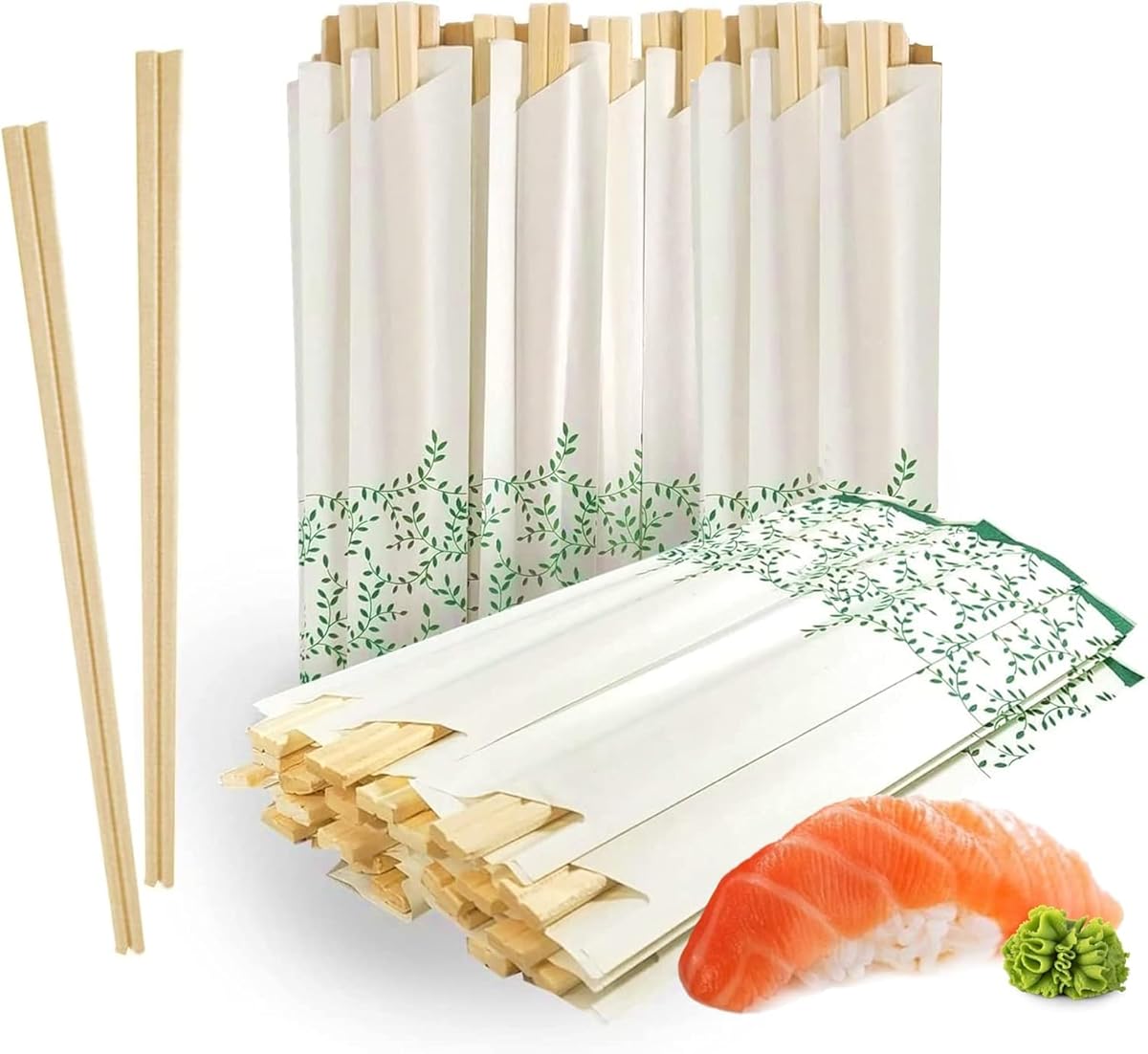 Solid No Splinters Chopsticks 120 pairs | Individually Wrapped Disposable Wooden Chopstick | Best for Sushi & Asian Dishes