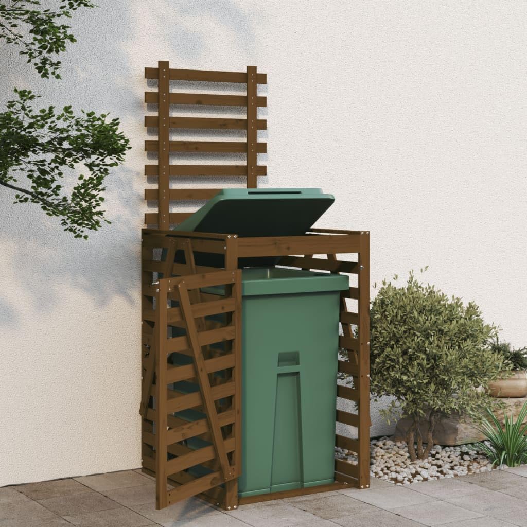 Genérico Cobertizo Cubos de Basura Madera Pino marrón Miel 84x90x128,5cm,Casa y jardín,Productos del hogar,Accesorios para contenedores de residuos,Soportes para contenedores de residuos-825103