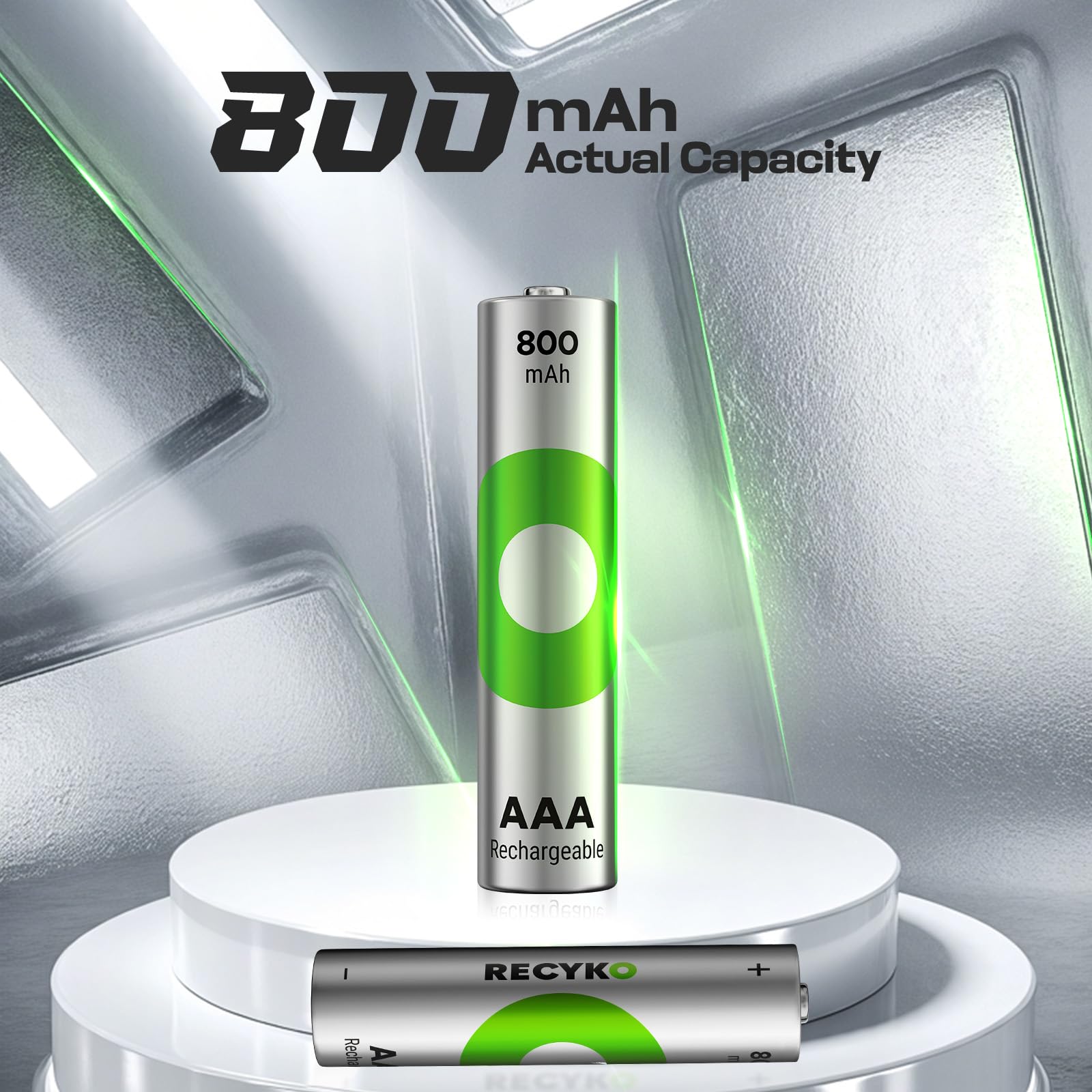 Rechargeable AAA Batteries 800mAh – Pre-Charged – Re-use 1000+ Times – Retains Power After 5 Years – Rechargeable Battery AAA – Pack of 8