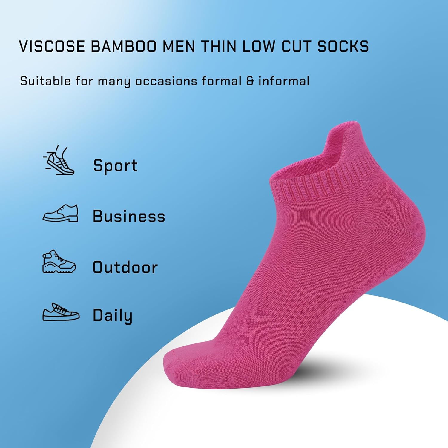 SERISIMPLE Thin Viscose Bamboo No Show Sock Men Low Cut Socks Odor Resistant Breathable Sock 5 Pairs - Image 4