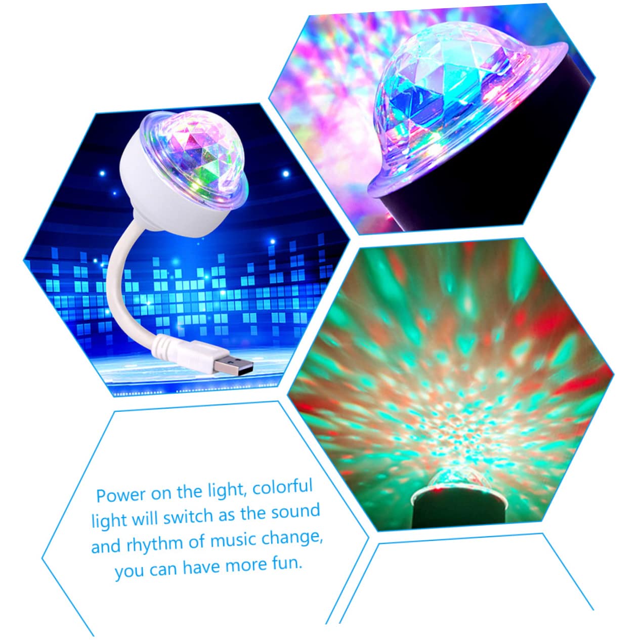 MERRYHAPY Led Disco Light for Club/Party Portable Changing Light Small Disco Ball Rhythm