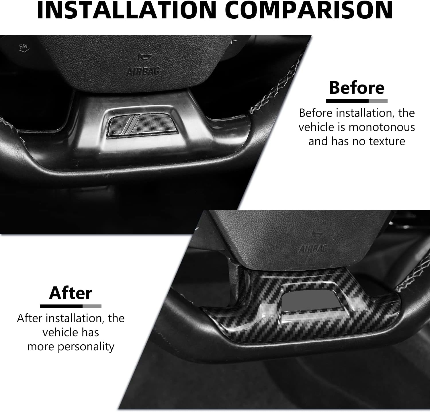RAZPOY for Camaro Steering Wheel Trim Compatible with Chevrolet Chevy Camaro 2016-2023, Carbon Fiber
