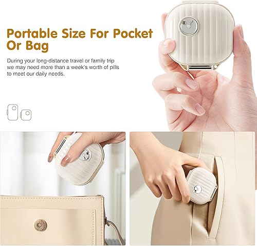 Miniatura 6 de Zannaki Pastillero portátil pequeño semanal organizador de pastillas, bonito pastillero a prueba de humedad para bolsa de bolsillo, mini bolsillo