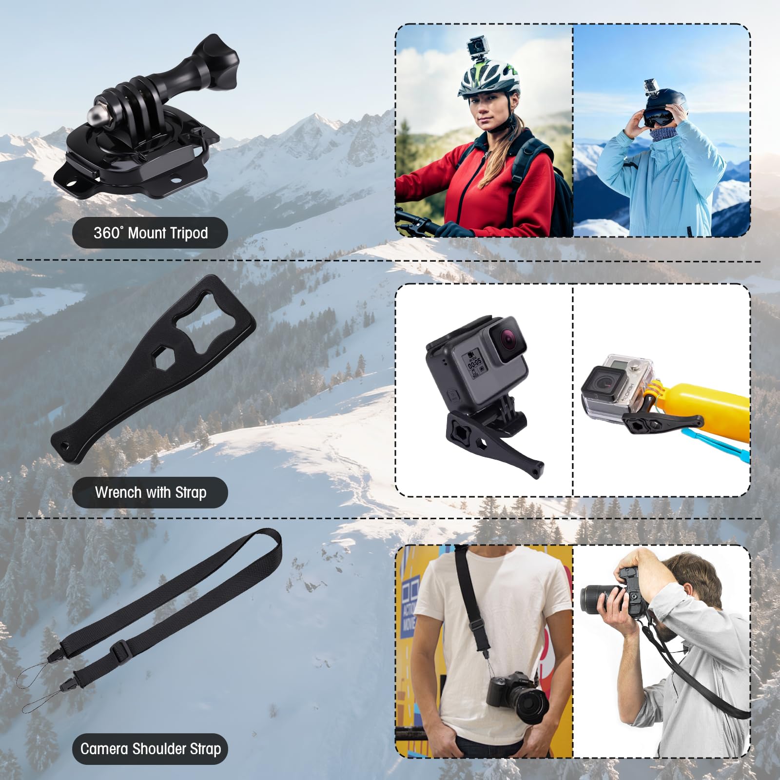 40-in-1 Action Kamera Zubehör Set, Kompatibel mit GoPro Hero 12/11/10/9/8/7, Max/Fusion, DJI Osmo Action, Insta360, AKASO, APEMAN, SJCAM, COOAU, Apexcam, Campark Mehr