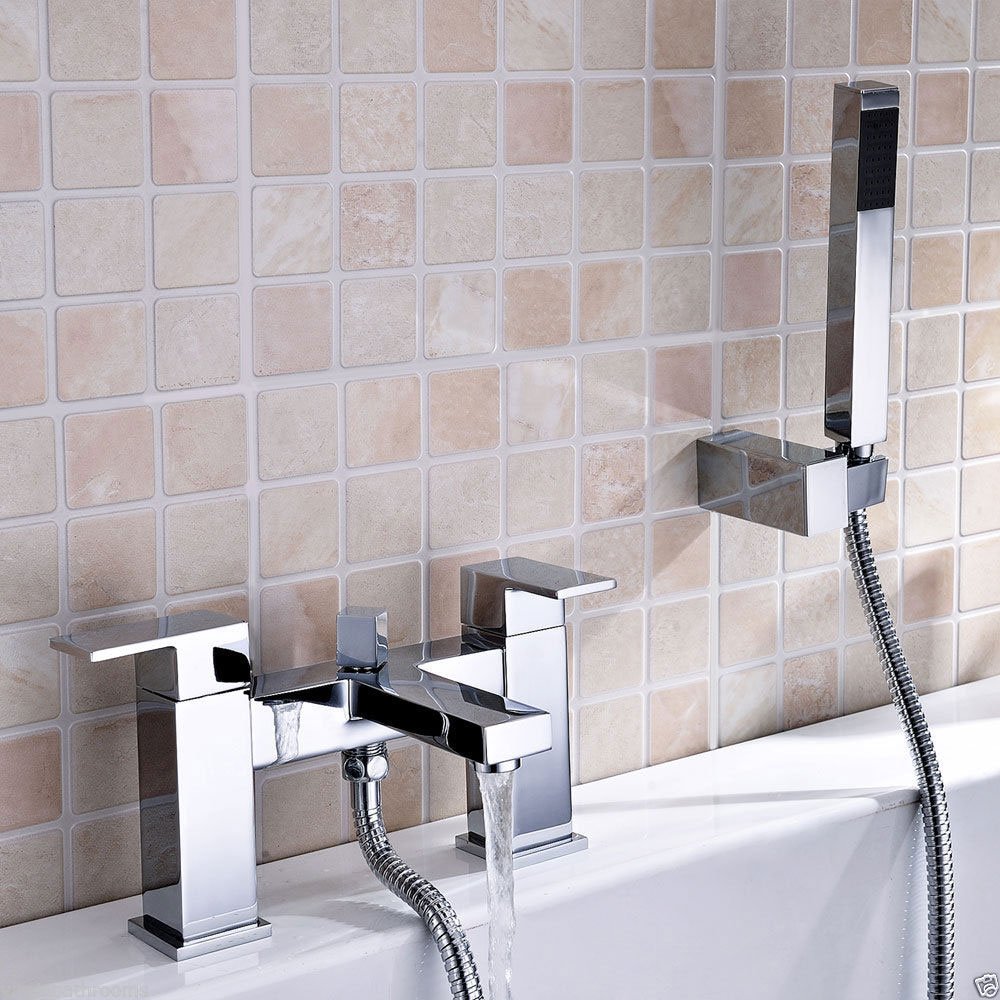 Lima Cube Square Bath Shower Mixer and Shower Handset