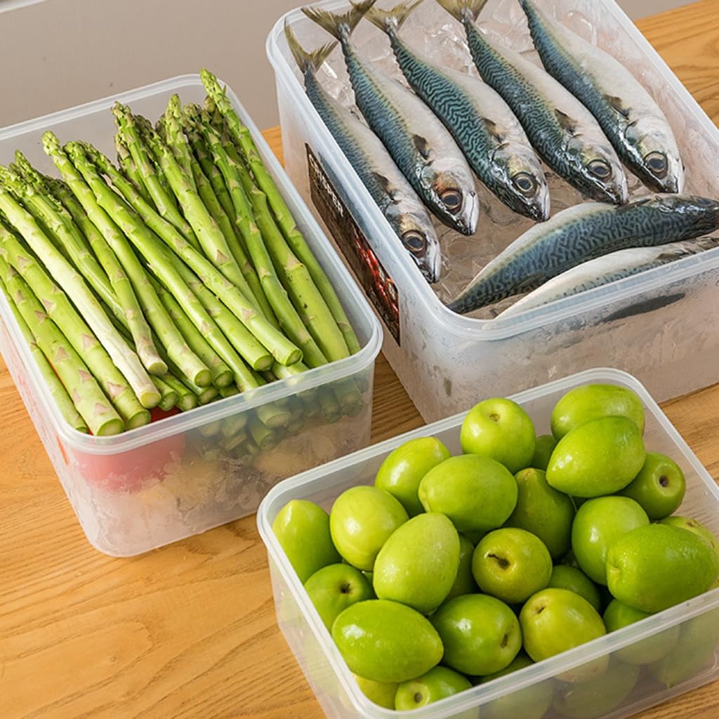 Contenitori per frutta e verdura con colini, salvaspazio, per conservare la freschezza, grandi scatole organizer con coperchio