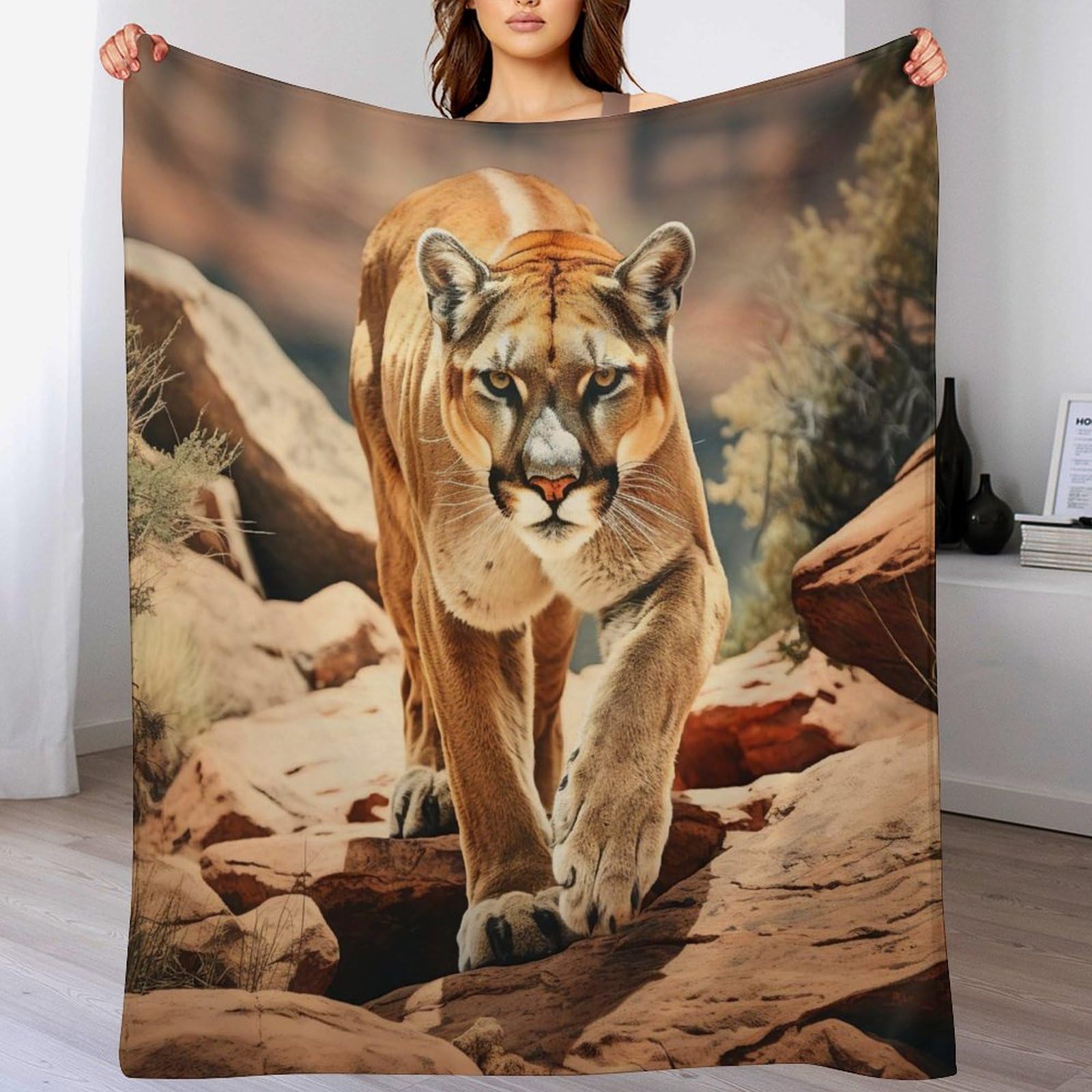 Couvre-lit lion grand jeté de lit 180x200 couverture de canapé flannel