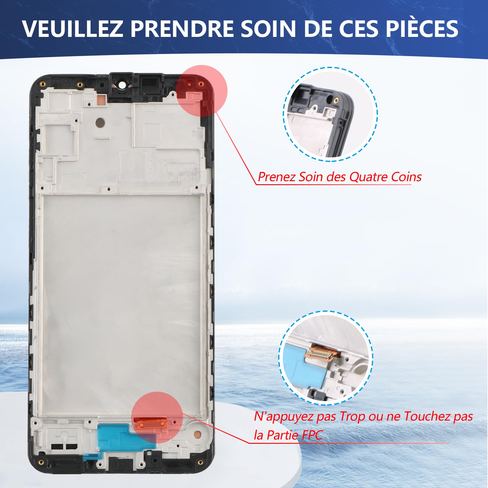 RongZy Écran LCD pour 6.7" Samsung Galaxy A16 5G Écran De Remplacement pour Galaxy A16 5G SM-A166B/A166E Écran LCD Numériseur Tactile Panneau Assemblé De Réparation avec Outils(Noir avec Cadre)