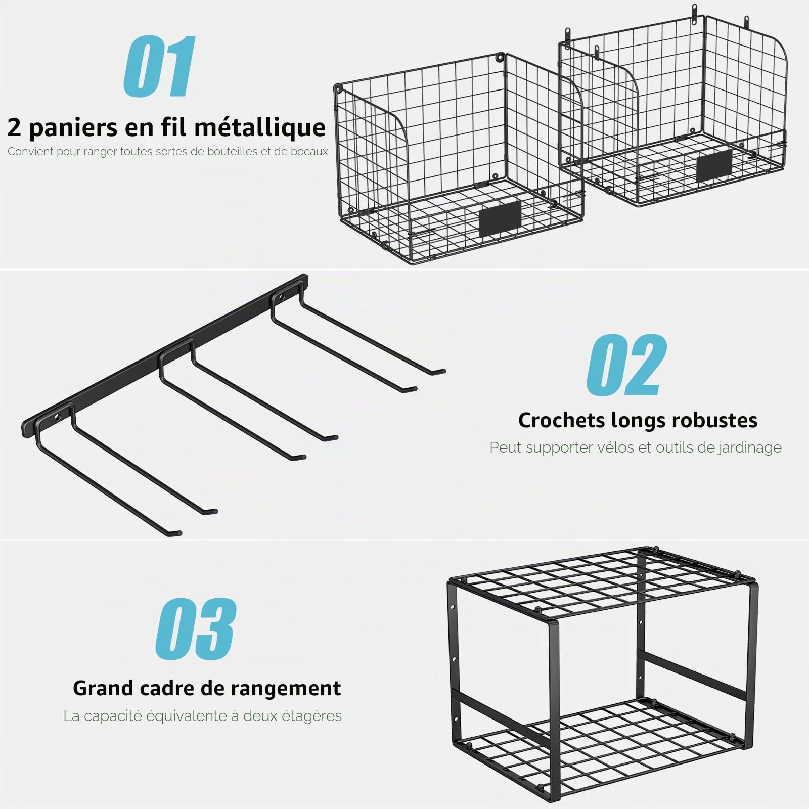 ThreeHio Support mural pour rangement de garage