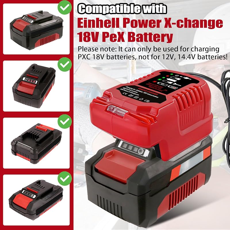 TPDL Autós mini töltő Einhell 18V Power X-Change PXC akkumulátorhoz 2A gyors töltés szivargyújtó LED kijelzővel