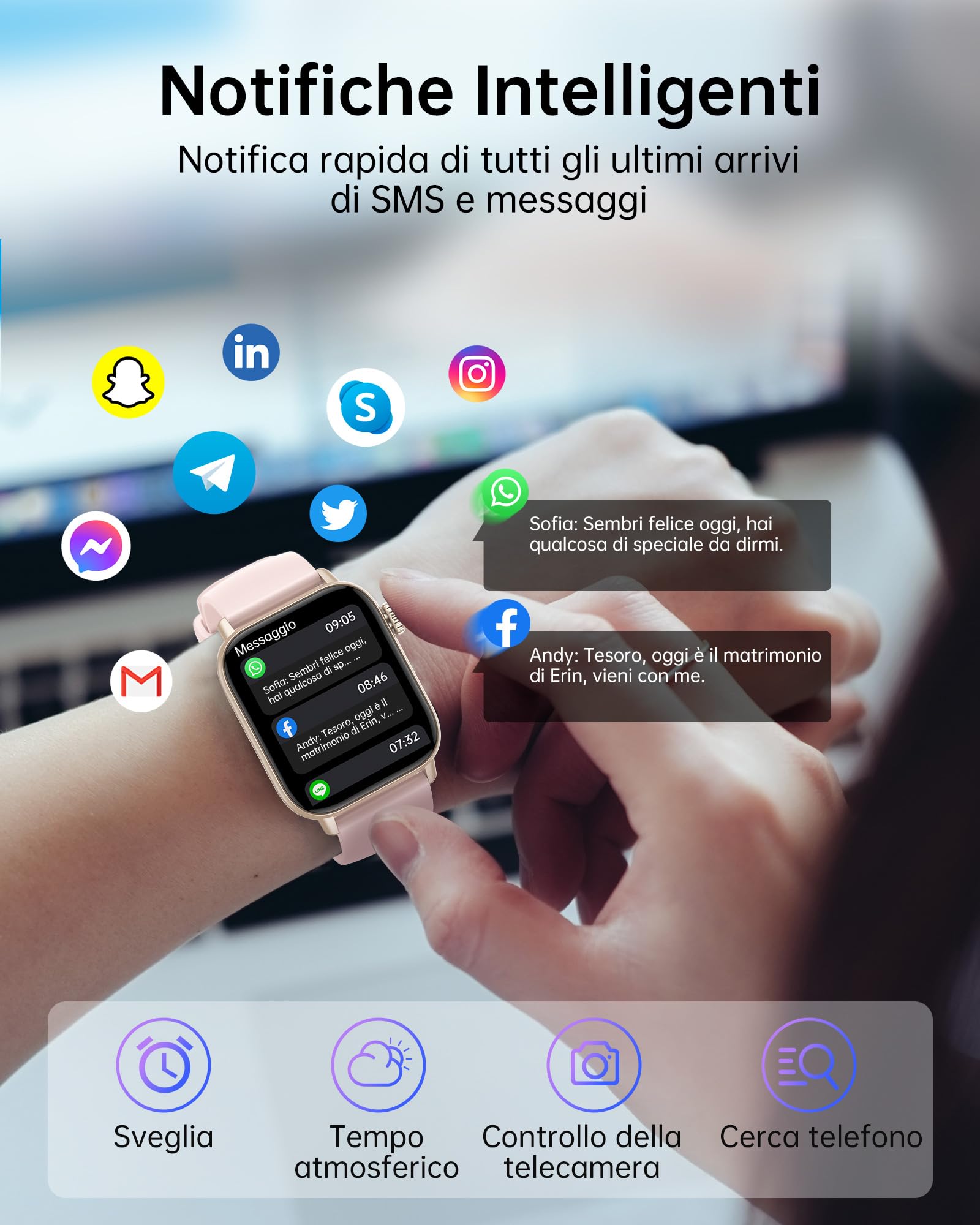 LLKBOHA Smartwatch-Donna-Uomo - 1,85'' Schermo Orologio Smart Watch, Effettua/Risposta Chiamate, 7/24h Cardiofrequenzimetro/Ossigeno Nel Sangue/Contapassi/Monitoraggio del Sonno, per Android iOS