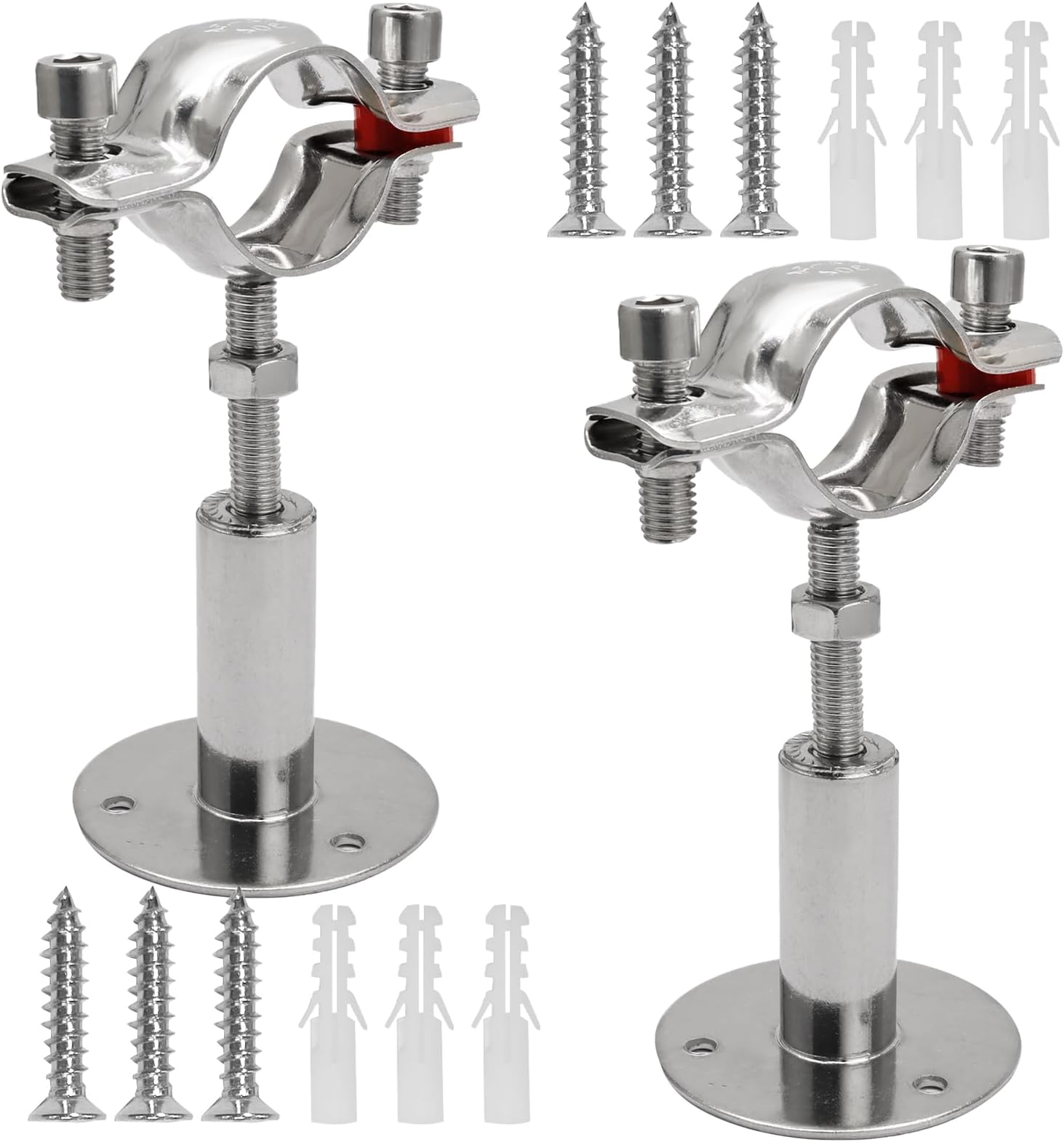 2pcs Stainless Steel Adjustable Pipe Support Bracket - Wall/Ceiling Mount Clamp for 32mm-34mm / 1-1/4 Inch Pipe Clamp for Plumbing, Water Lines, DIY Projects