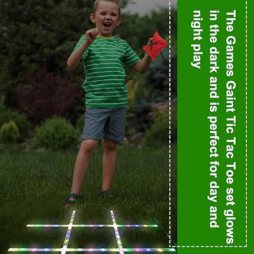 Miniatura 5 de Juegos ligeros para exteriores, tablero gigante de Tic Tac Toe, juego grande que brilla en la oscuridad, juegos de suelo para adultos, familia y