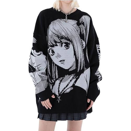 Goth Knitted Harajuku Winter Clothes Women Oversized Sweaters Long Sleeve Top Gothic Kawaii Cartoon Streetwear