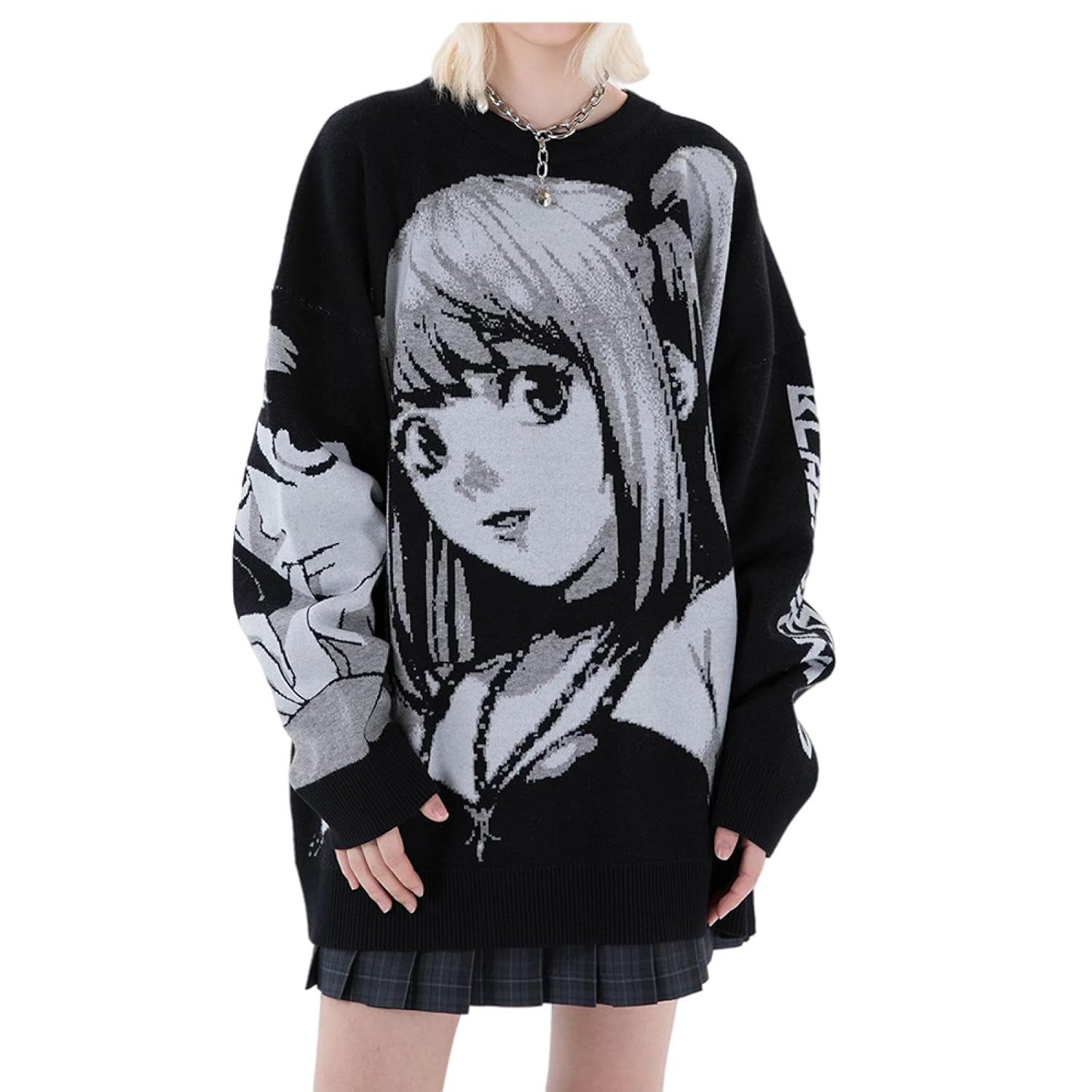 Goth Knitted Harajuku Winter Clothes Women Oversized Sweaters Long Sleeve Top Gothic Kawaii Cartoon Streetwear
