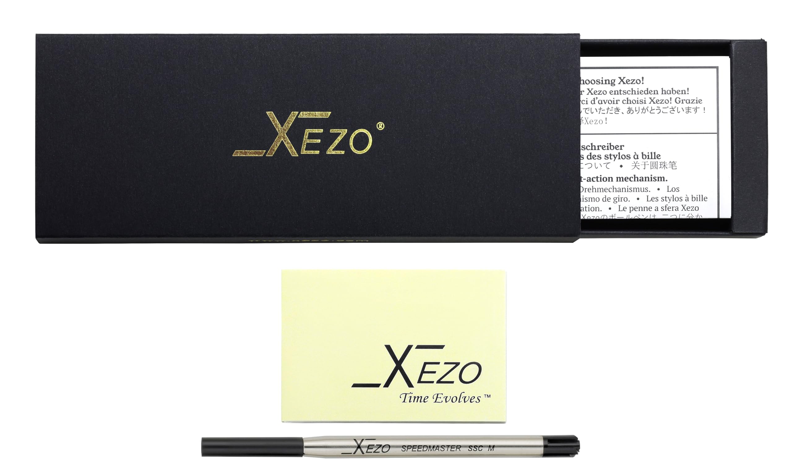 Xezo Speed Master Stylo à bille à mécanisme tournant, pointe moyenne. Bleu ciel mat avec coquille de Pāua abalone. Plaqué chrome. Corps en laiton léger. Chaque pièce unique