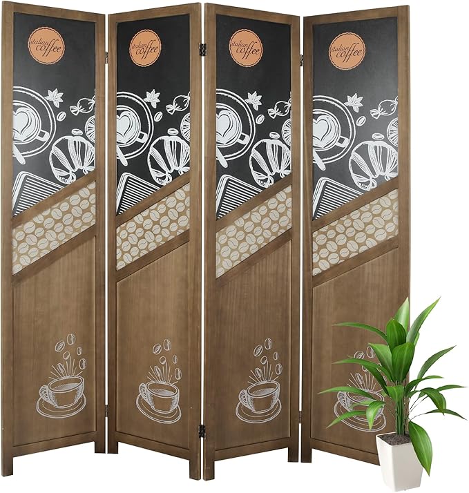 Babion Room Divider 4 Panel, Louver Wood Room Divider, Partition Room Dividers and