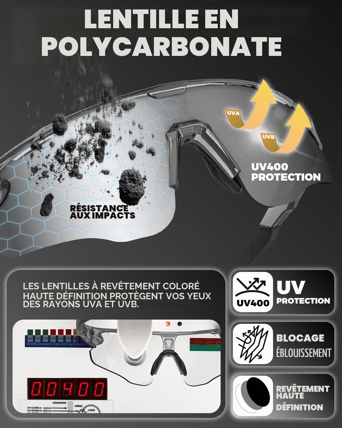 VICTGOAL Lunette de Cyclisme Photochromique Homme Femme Lunettes de Soleil de Cyclisme à Monture TR90 avec Protection UV Lunettes de Sport pour la Course à Pied et la Cyclisme