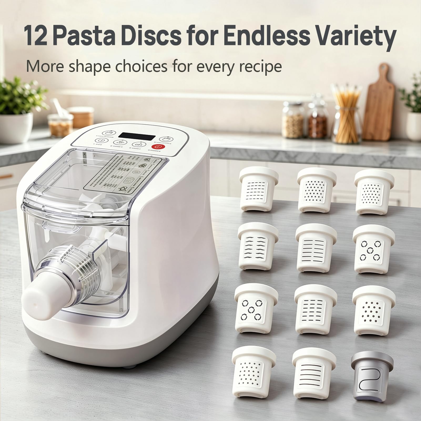 Automatyczna maszyna do makaronu 260 W, elektryczna maszyna do makaronu, 500 g, 12 rodzajów foremek do makaronu, maszyna do makaronu spaghetti