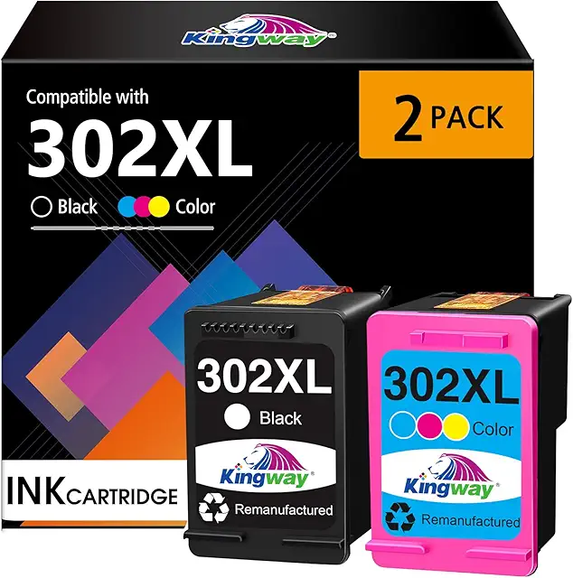 Cartouche HP Envy 4527 - KINGWAY 302XL Compatible Noir et Couleur