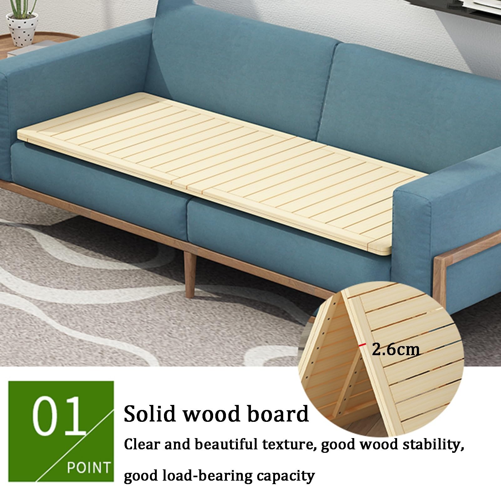 Generisch Natürliches hartes Bettskelett, Holzlattenrost, stummes, atmungsaktives Bettstützbrett für Sofa, Matratze, Klappbrett, Bett (90 x 120 cm)