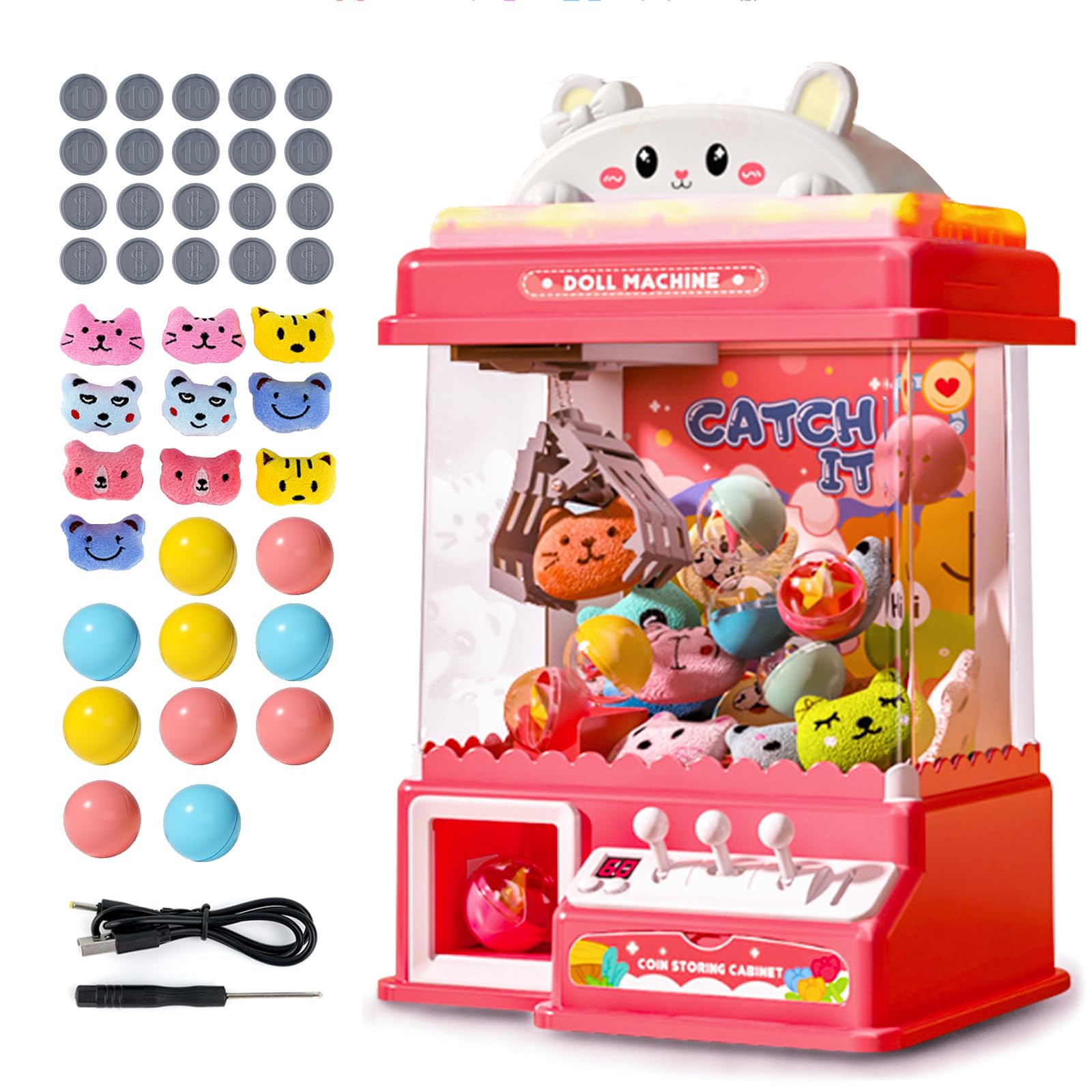 Ark miido Kids Claw Machine Toy Mini Claw Machine Candy Grabber Prize Dispenser Vending Machine Arcade Game Machines for Home Party Christmas Birthday Gifts for Boys Girls 3 4 5 6 7 8