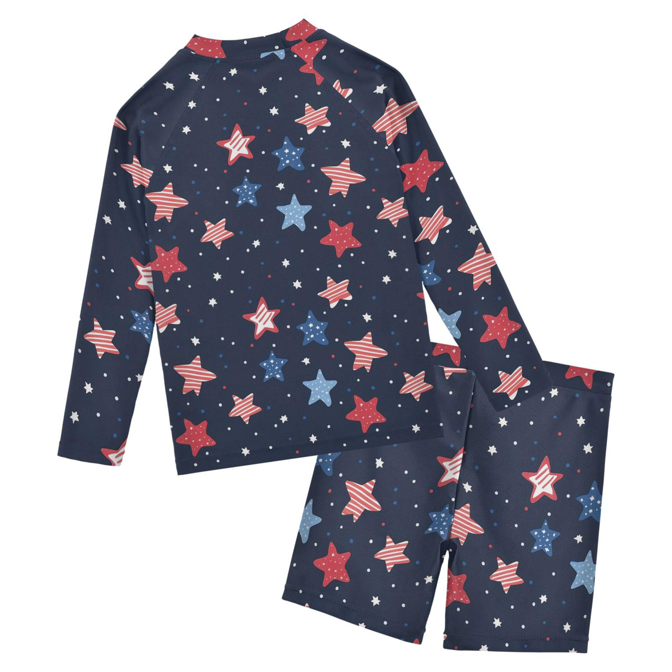 July 4th Independence Day Star Baby Boys' Toddler Long Sleeved Rashguard Swim Bathing Suit Set B0404570