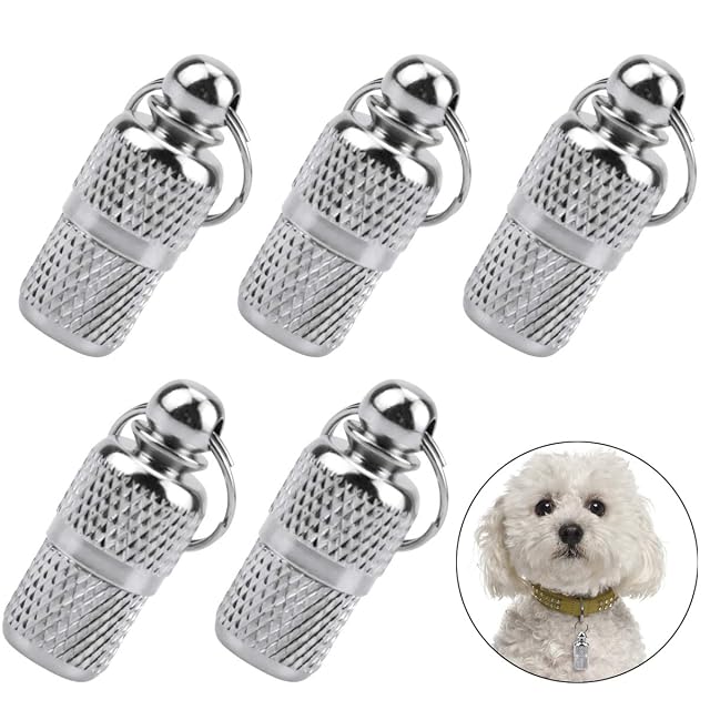 Foto 2 de 7 de kissral 5pcs Chapa Perro con Etiqueta de Dirección Chapa Identificativa Perro Etiqueta de Identificación…