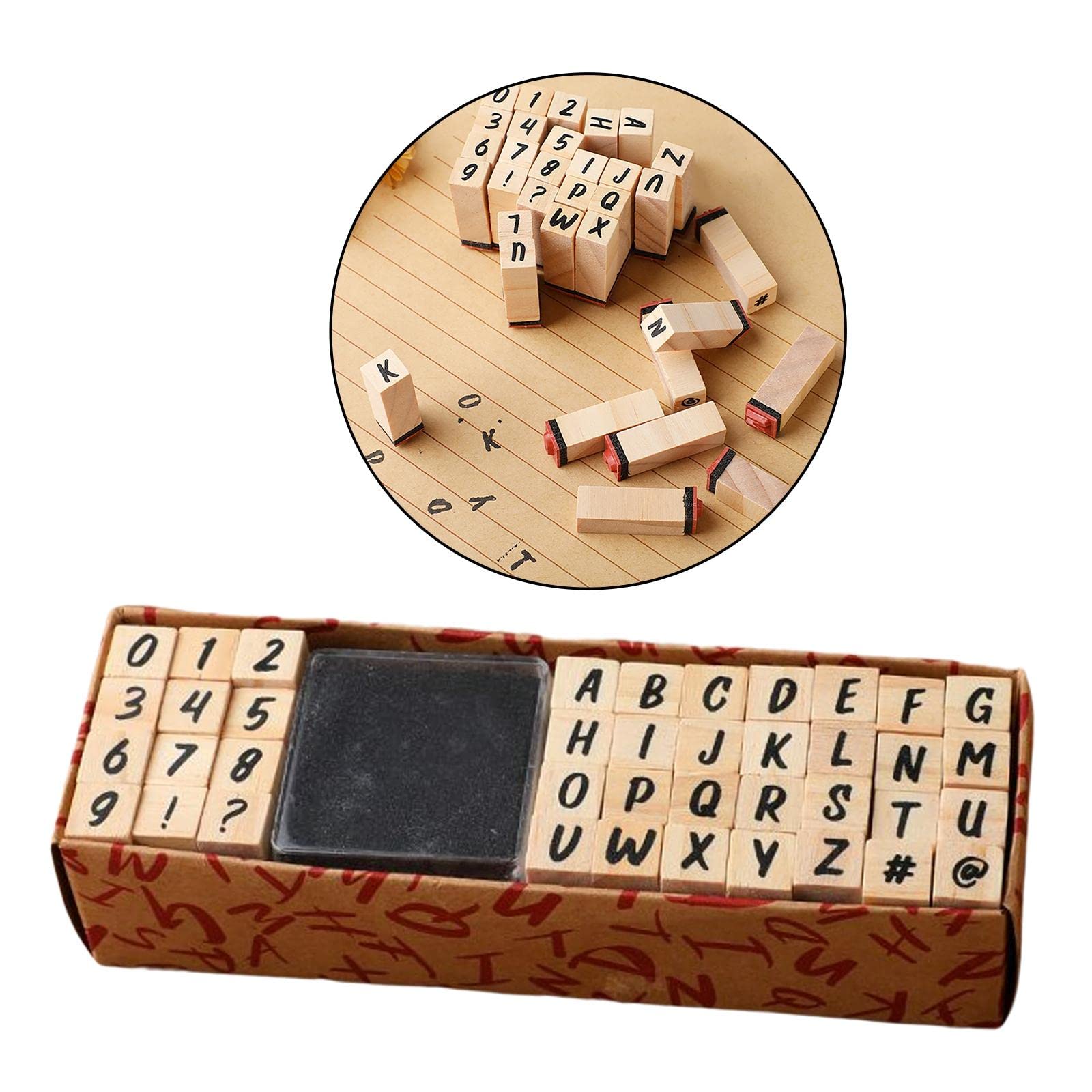 Gummistempel aus Holz, Alphabet, 40 Stück, Vintage-Stil, für Handschrift, 10 Stück