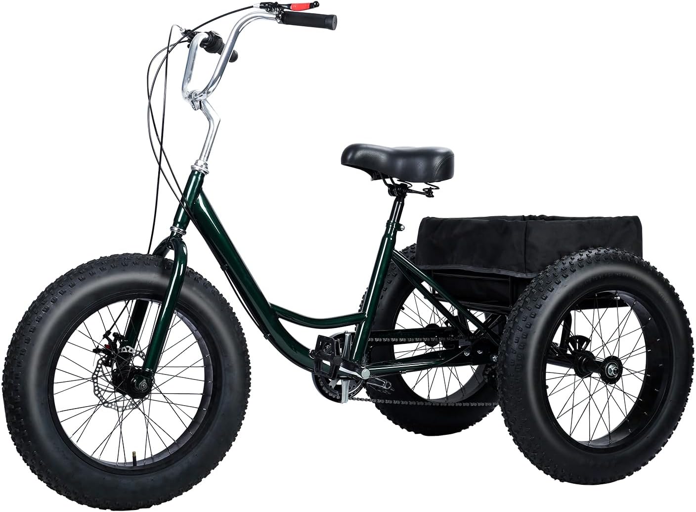 Adult Tricycles 7 Speed,20 Inch Snow Tires Tricycle, Drift Trike for Adult,Tricycle with Double Disc Brake, Three-Wheeled Bicycles for Seniors, 3 Wheel Bike with Spacious Shopping Basket black Large - Image 1 of 7