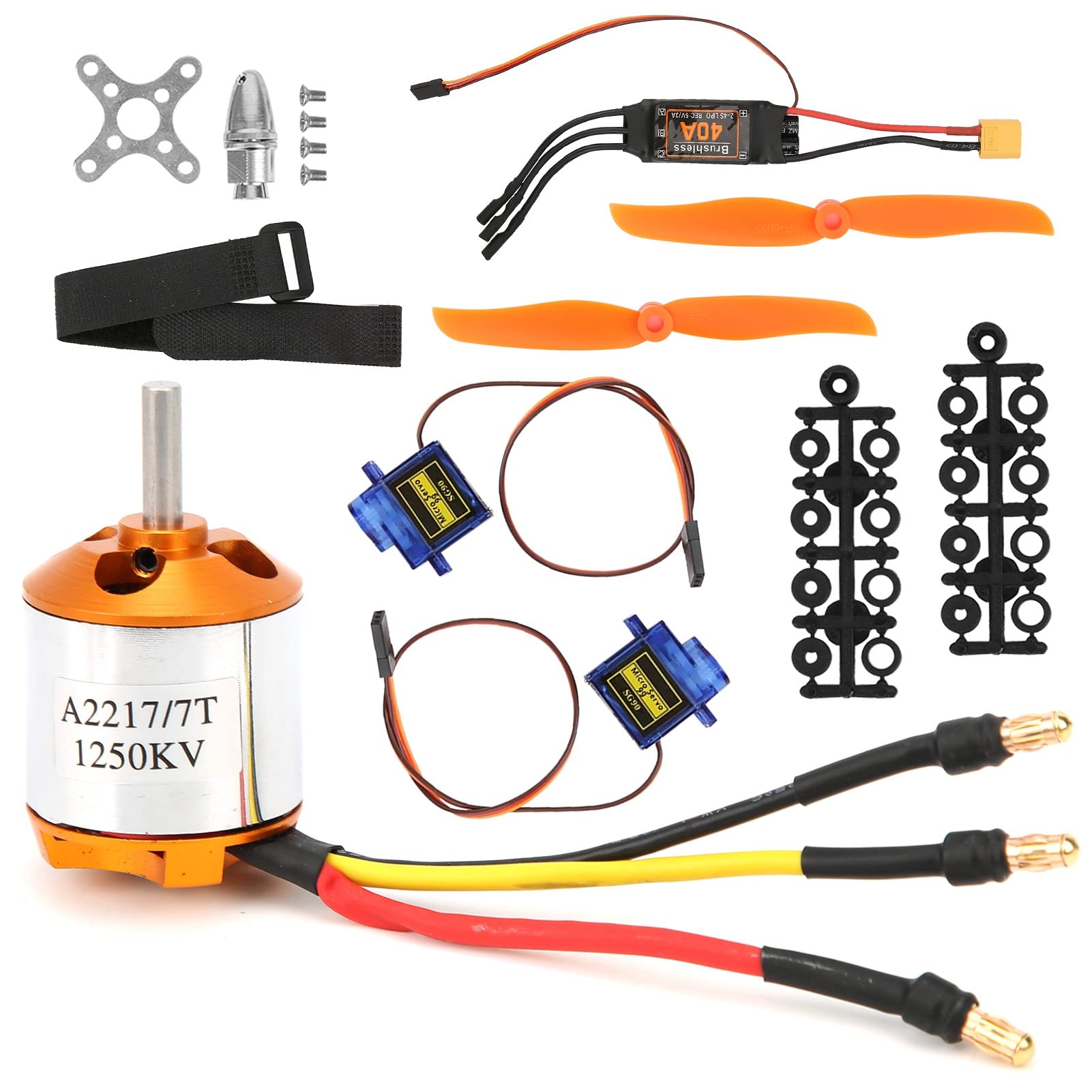 Hélice de helicóptero teledirigido, motor de avión teledirigido, regulador de velocidad eléctrico, motor sin escobillas 2217 KV1250 + 8060 hélices, motor de dirección + 40 A ESC para helicóptero RC