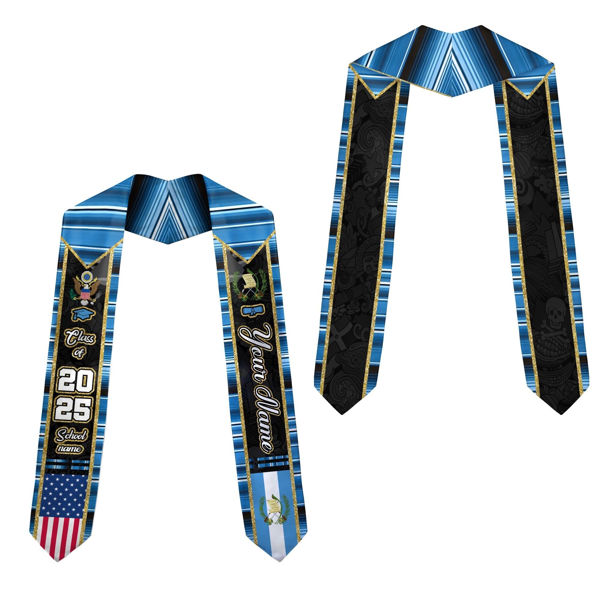 MonkeyVan Personalized Graduation Stole for Guatemalan Senior, Guatemala Flag Graduation Sash Class of 2025 Grad Gifts S50