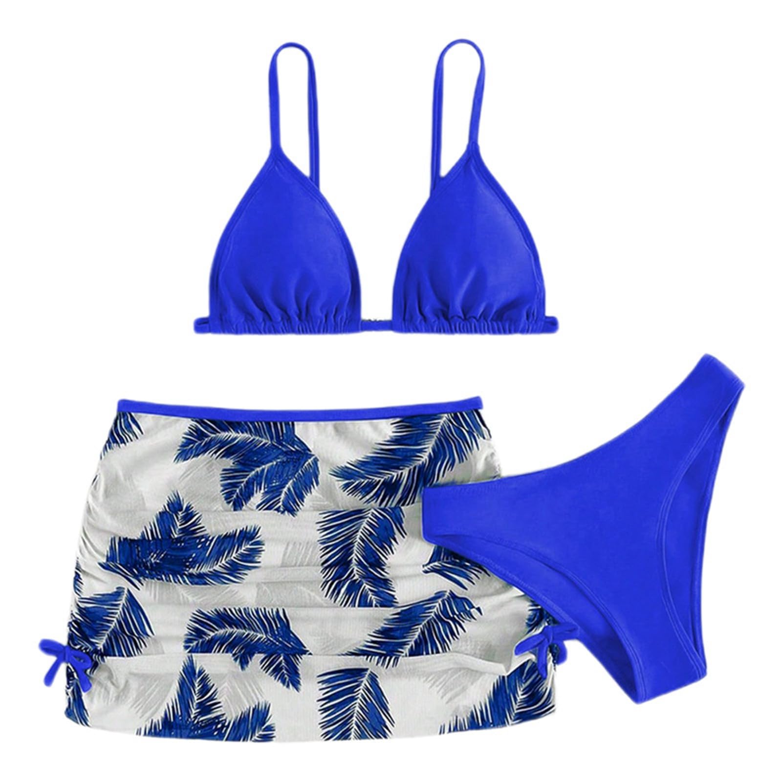 Cokbyavla Girls 112Blue ' Swimwear, 3 Piece Bikini Set ' Swim Cover-Ups Teens Swimsuits Baby Bathing Suit 'S Pink Swimsuit 10 Year Old Bikini(,16-17 Years)