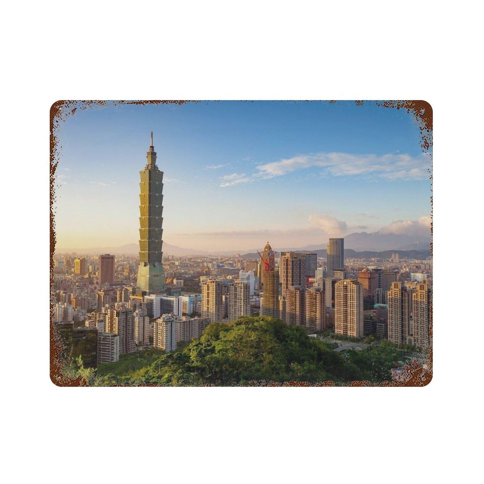 xiaoxiaoshen Real Photo Taipei Decor Taiwan Wall Decor Art Metal Tin Poster Modern Home Decor Art Home Bar Shop Decorations Vintage Sign 30x40cm