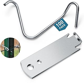 100PCS T-Post Wire Clips, Galvanized Steel Fence Clips, Heavy-Duty Clip Bending Tool, Time-Saving and Convenient Fence Wire Clips for Tightening Farm, Ranch, Garden Fence Wires