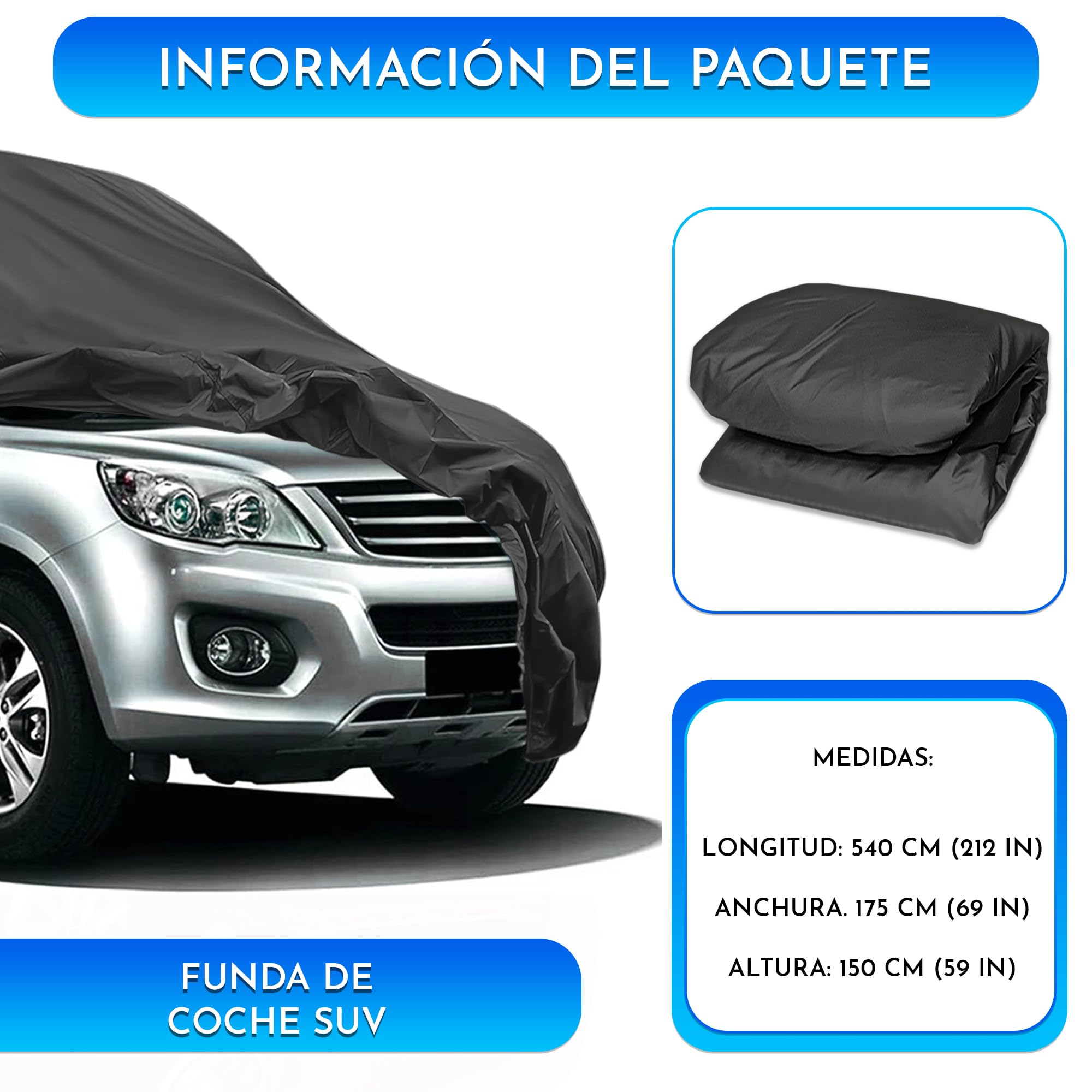 Funda Coche SUV Valida para Todo Tipo de SUV 4x4 todoterrenos Furgonetas monovolumen Familiares Material PEVA