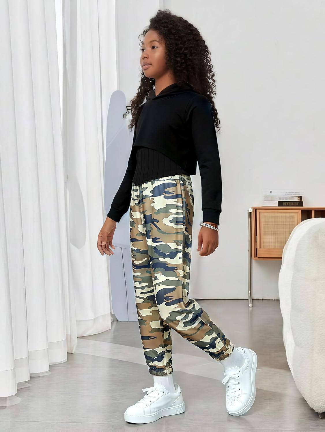 Girls Clothes 3 Piece Outfit Cropped Sweatshirt + Pants + Tank Top, Girls Fall Winter Clothing, Sizes 5-12 Years - Image 4