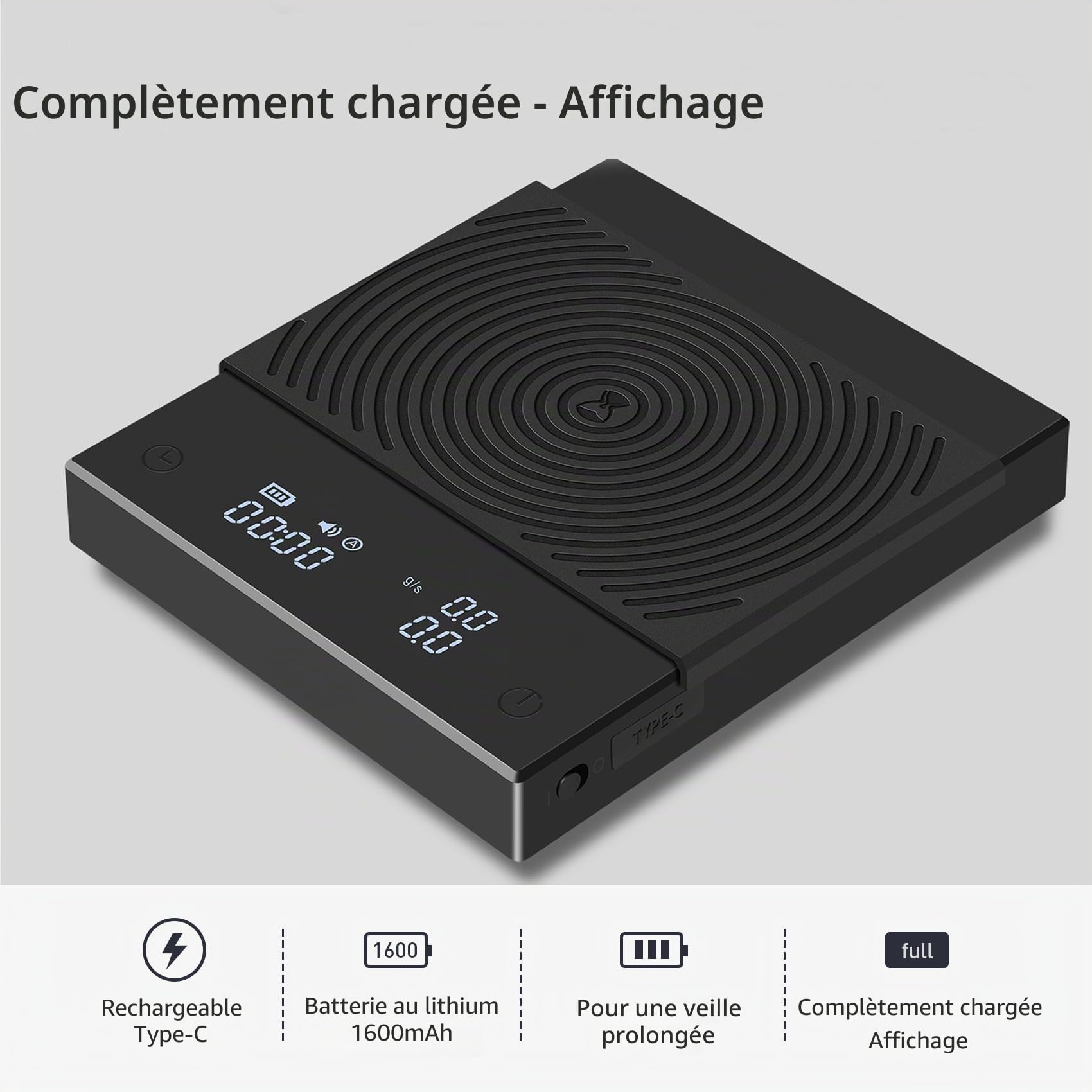 TIMEMORE Balance électronique Basic 2.0 avec débit d'eau et minuterie, commutation onces/kg, balance numérique cuisine/pâtisserie