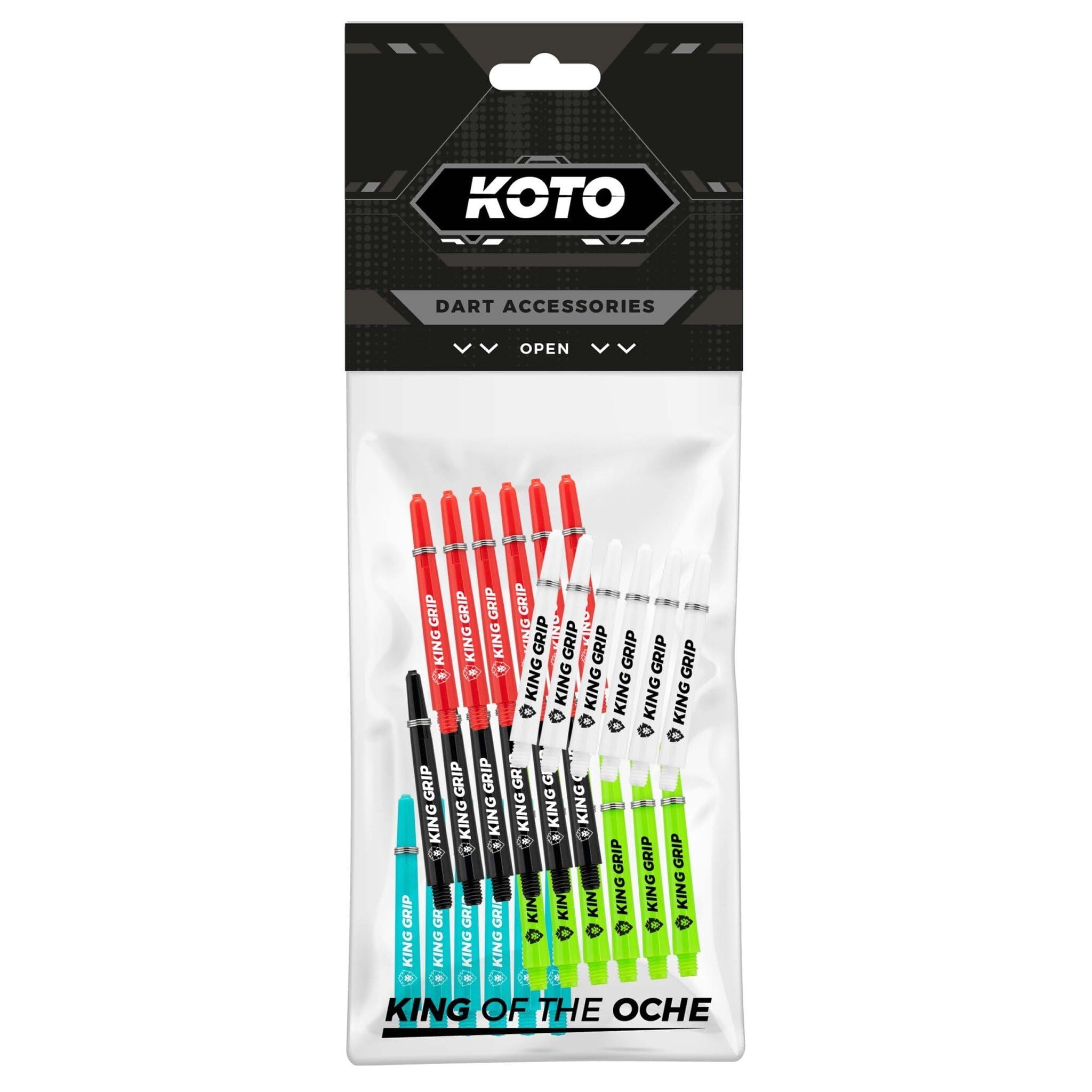 KOTO - trzpienie do darta Collection Short, 30 trzpieni, nylonowe trzpienie czerwone, czarne, niebieskie, białe, zielone