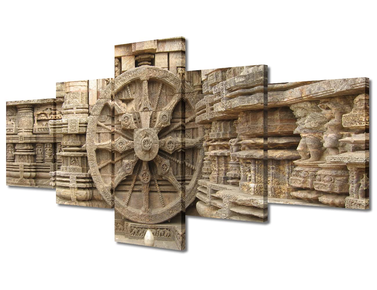 Canvas Wall Art Ready to Hang India Konara Art Paintings Sun Temple Posters & Prints Multi Panel Wall Decor Canvas Frame Art Prints Artwork Wall Hanging Home Decoration Gift, 50"x24"