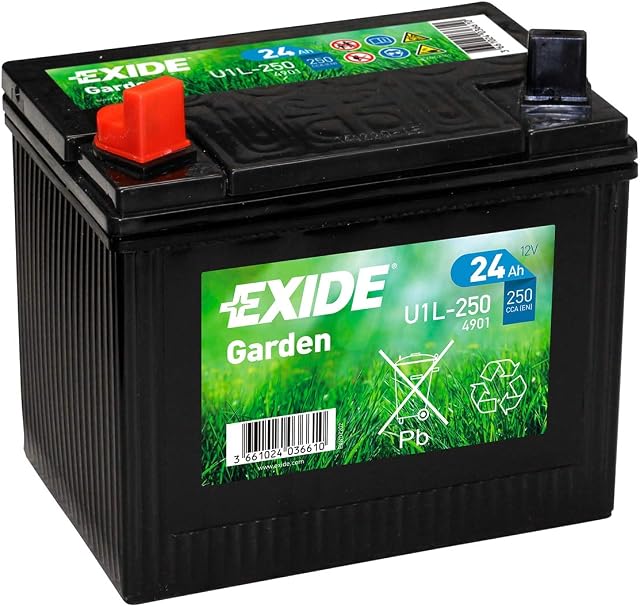 EXIDE U1L-250 (4901) 896 12V 24AH Garden BATTERY for Ride on Lawn Mower, Tractor - 2 Years Warranty