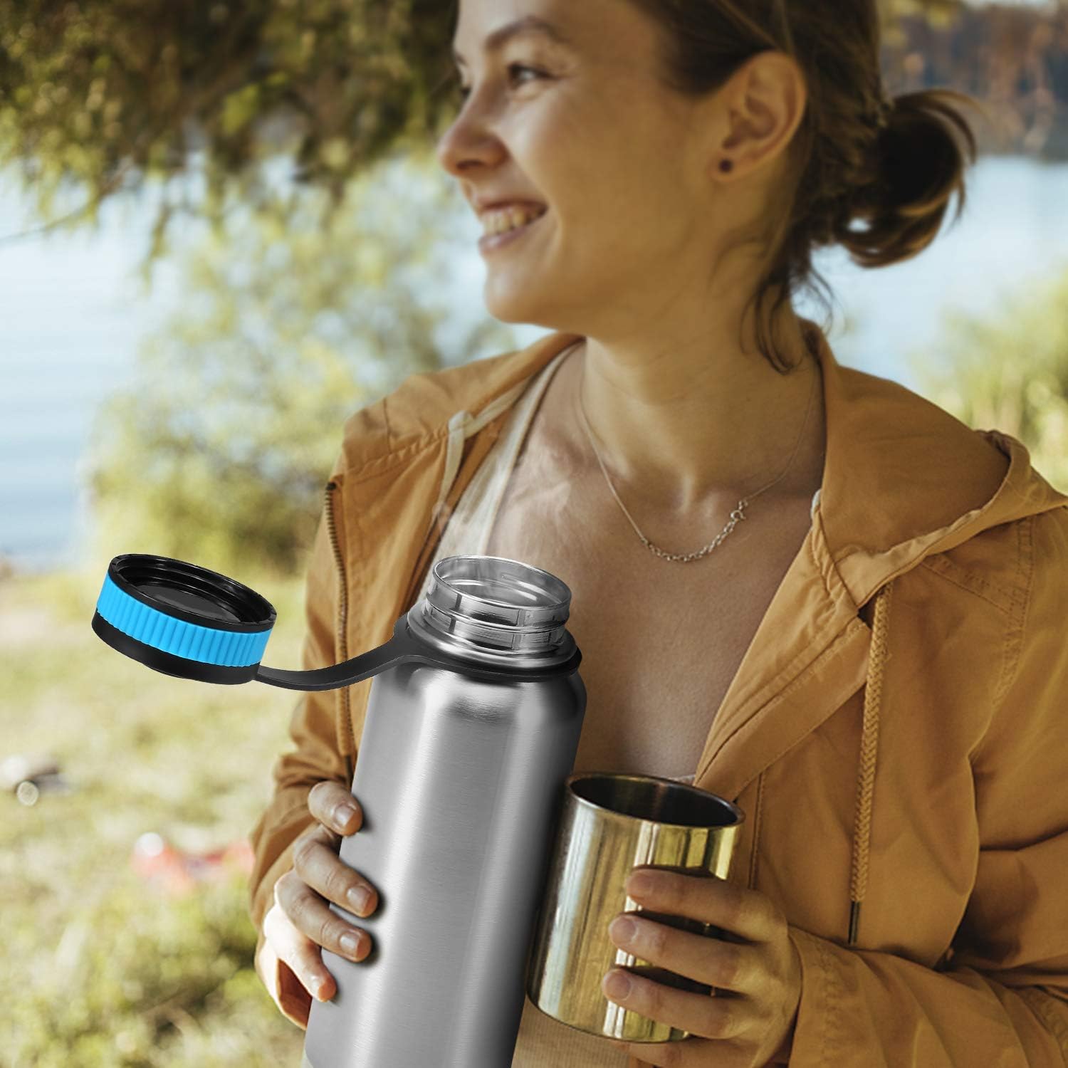 1000ml Stainless Steel Vacuum Insulated Water Bottle with 700ml Water Cup ing Pot for Survival Camping Hiking Backpacking - Image 4